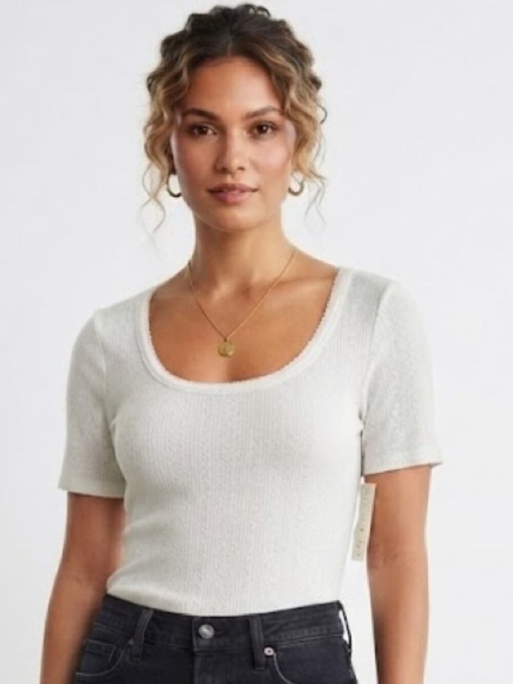 Universal Thread White Short Sleeve Crew Neck Top Women's Size M Basic Tee NWT
